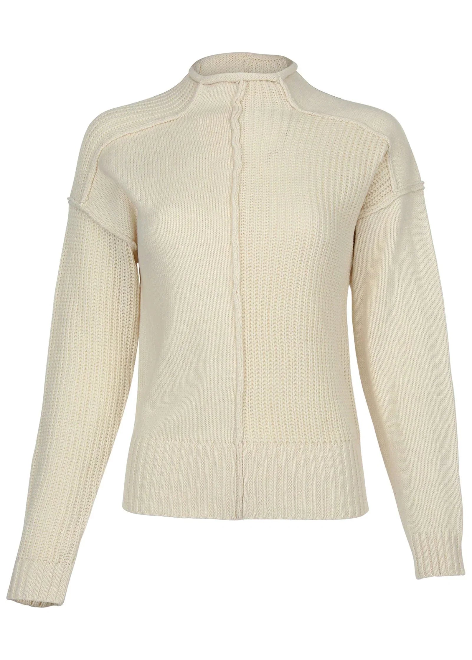 Mock Neck Knit Sweater Off White