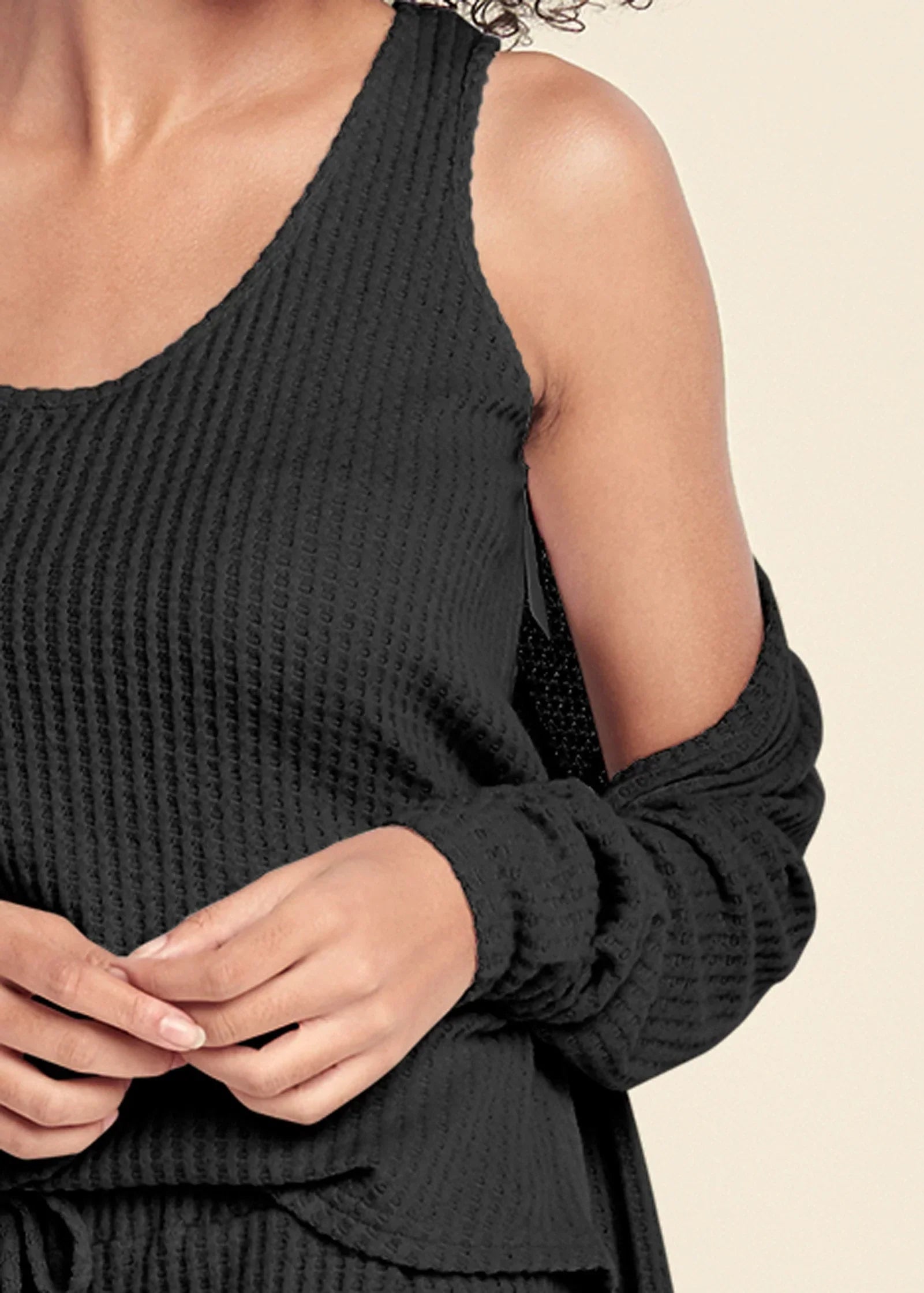 Cozy Waffle 3 Piece Set Black