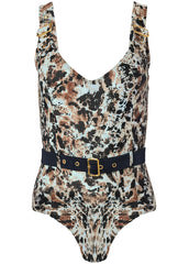 Belted Strap One Piece Tiger Eye