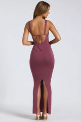 Modal Square Neck Low Back Maxi Dress in Plum