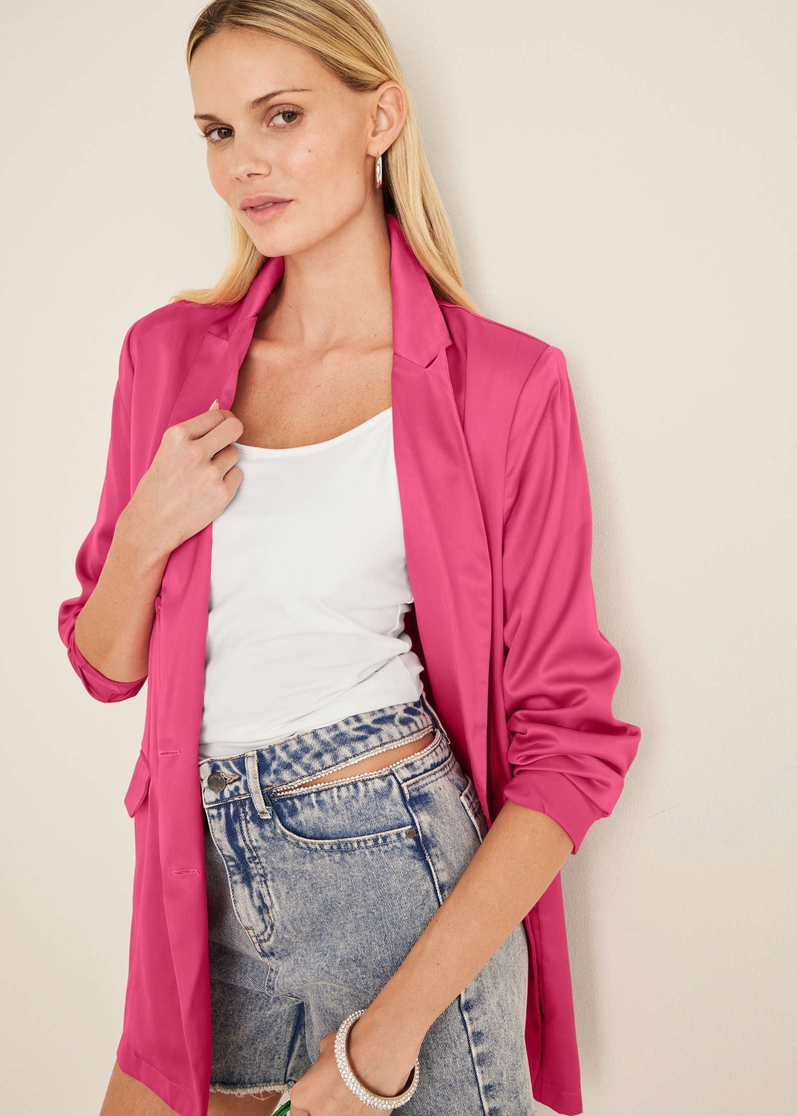 Double Breasted Blazer Hot Pink