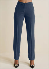 High Rise Straight Trousers Navy