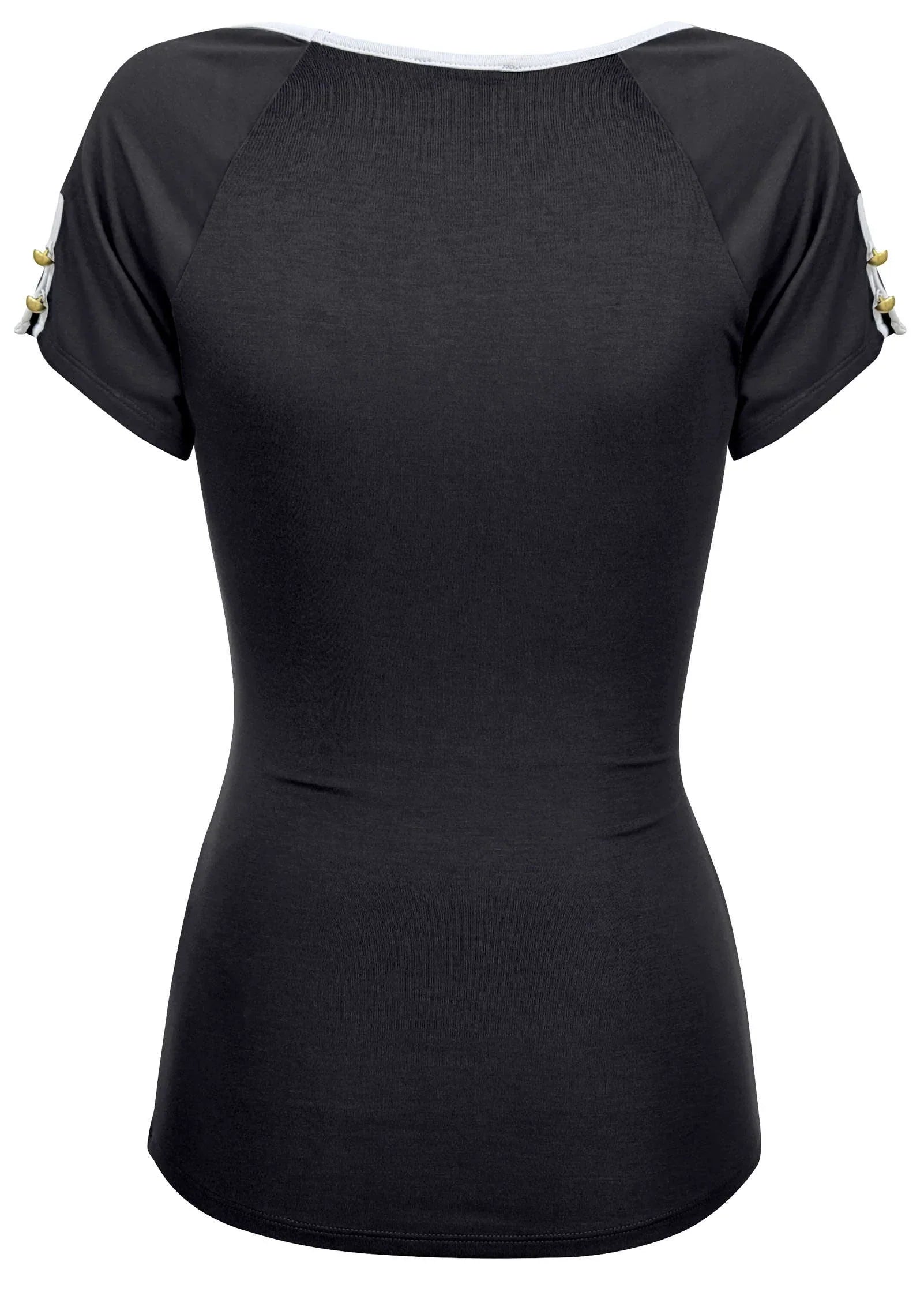 Button Detail Short Sleeve Jet Black
