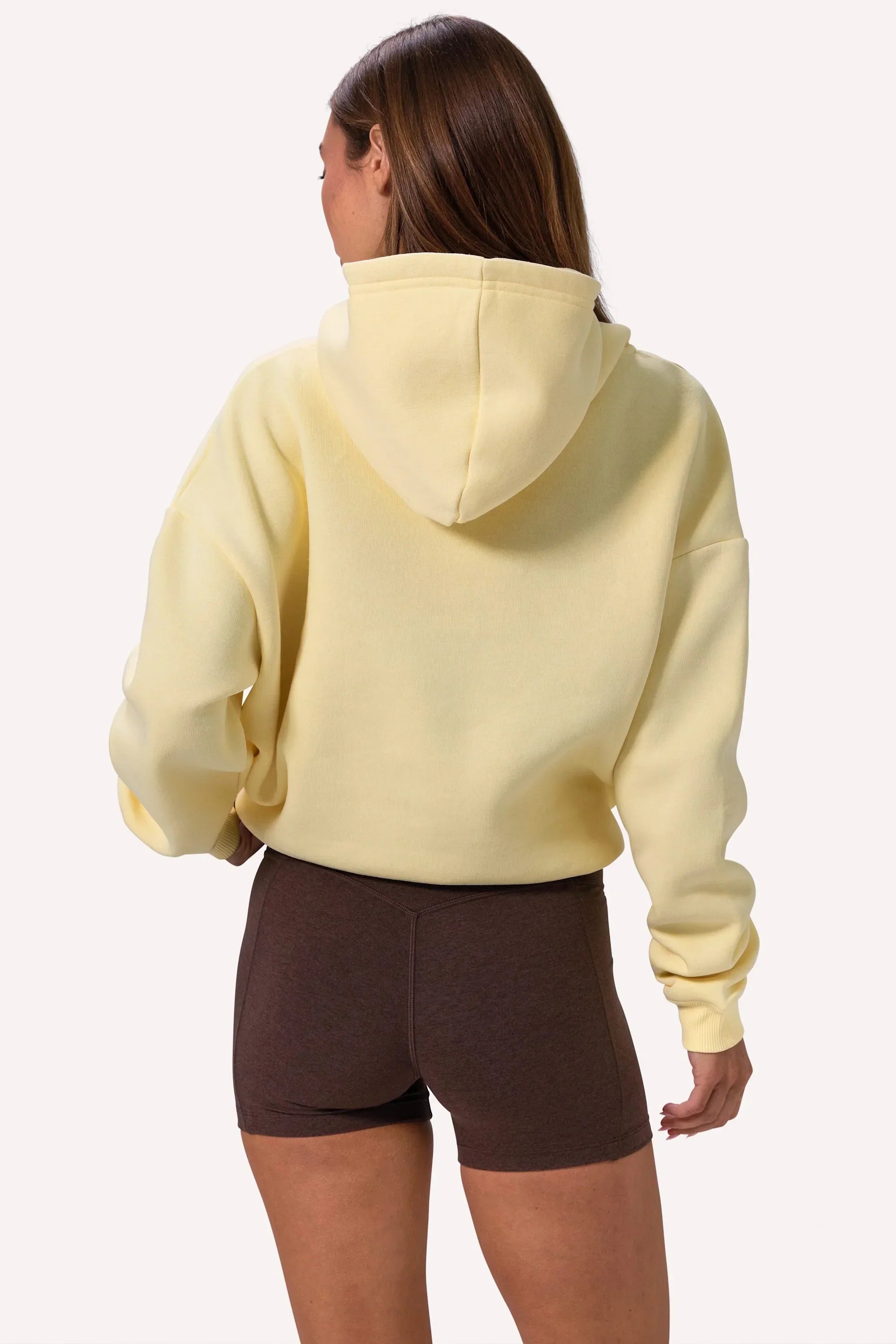 Embroidered Oversized Hoodie in Soft Yellow