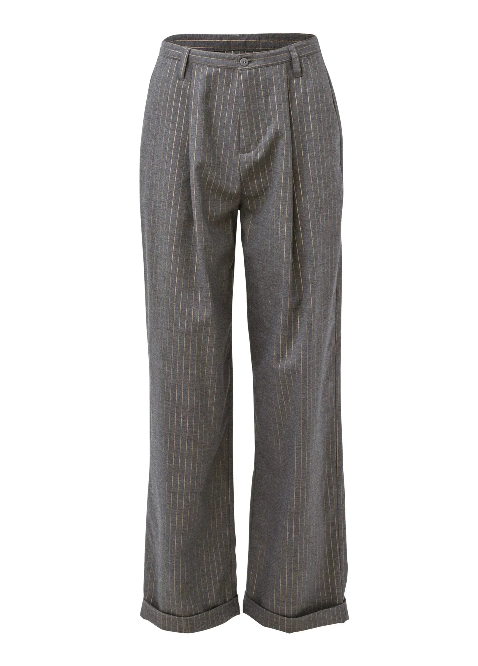 Stripe Wide Leg Trousers Grey Gold