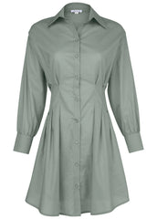 Pleated Shirt Dress Iceberg Green