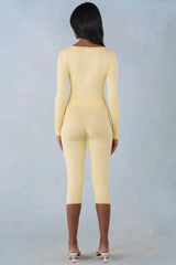 Knit Mid Rise Capri Trousers in Butter Yellow