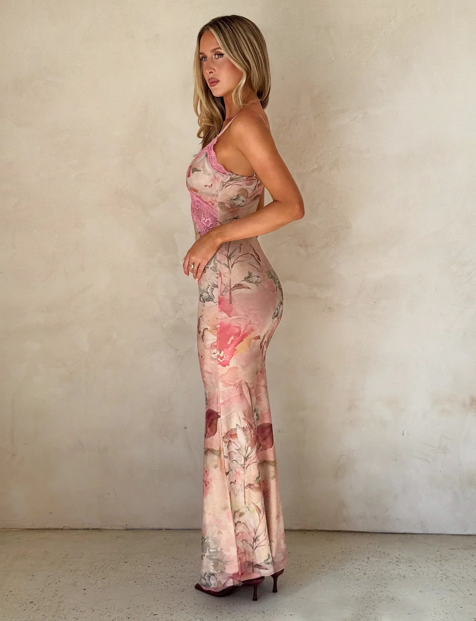 LYRE MAXI DRESS WATERCOLOUR FLORAL