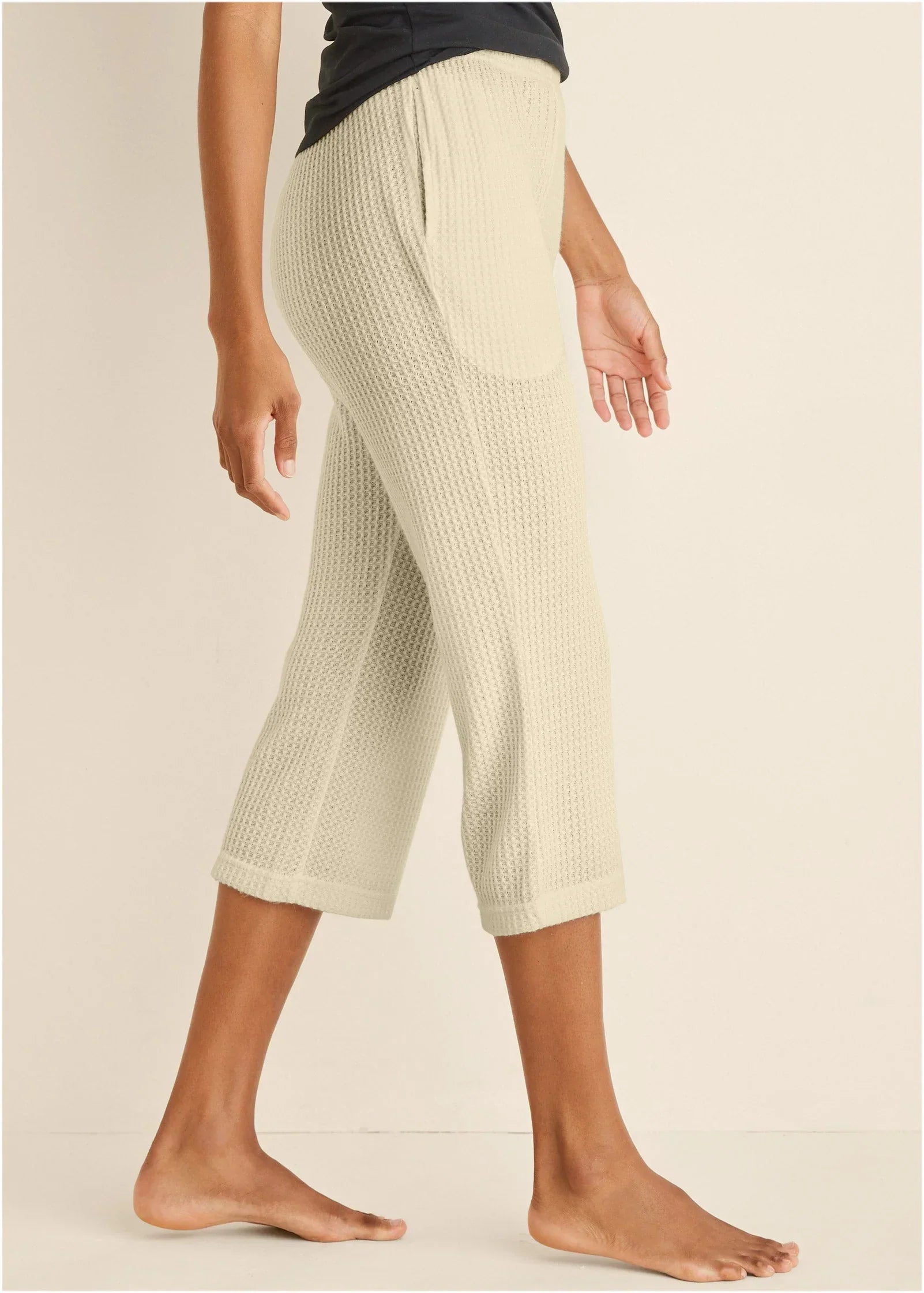 Cozy Waffle Crop Pant Oatmeal