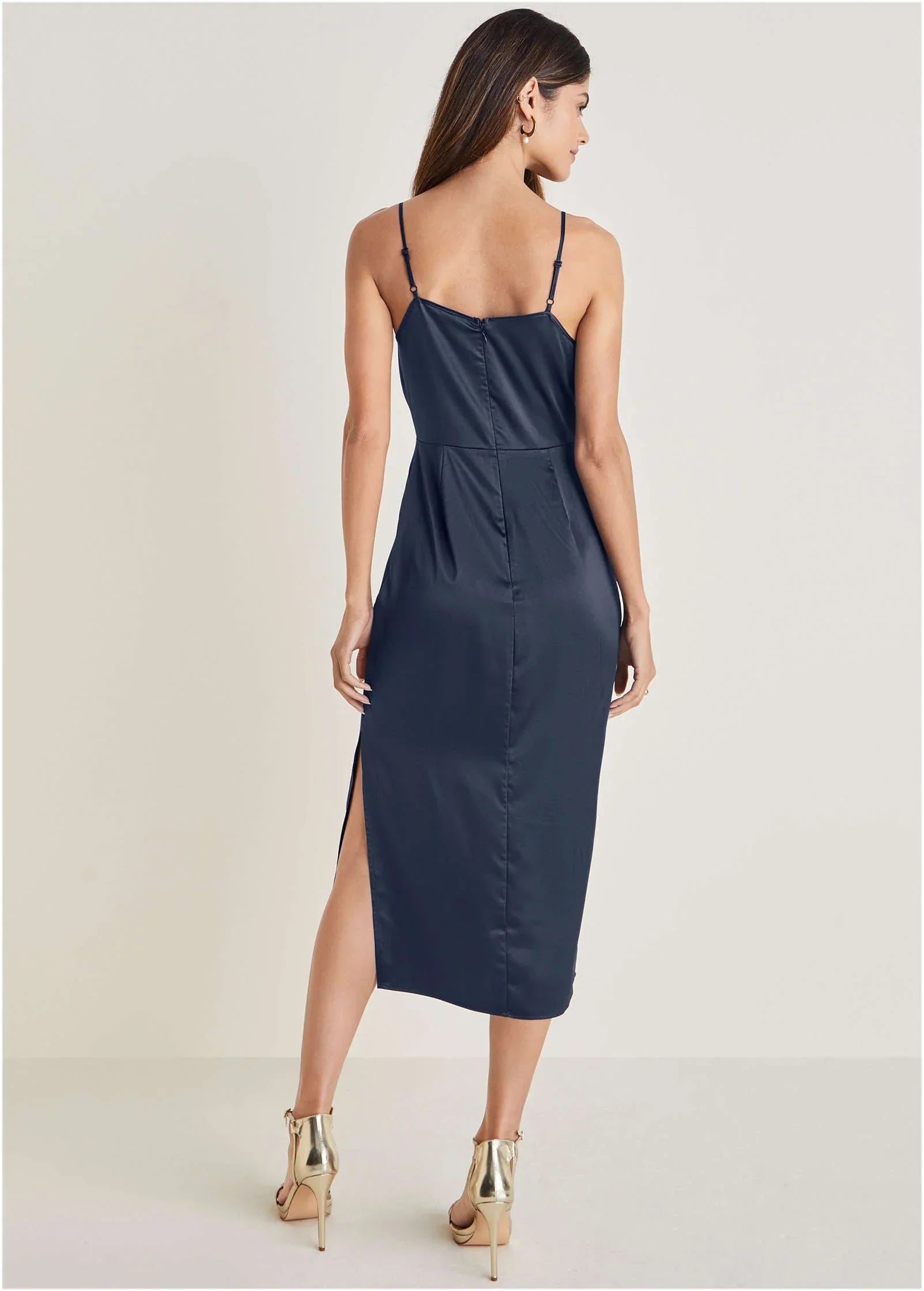 Cowl Neck Slip Dress Navy