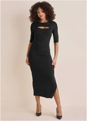 Front Cut Out Maxi Dress Jet Black
