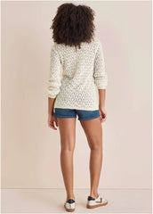 Pointelle Pullover Beige