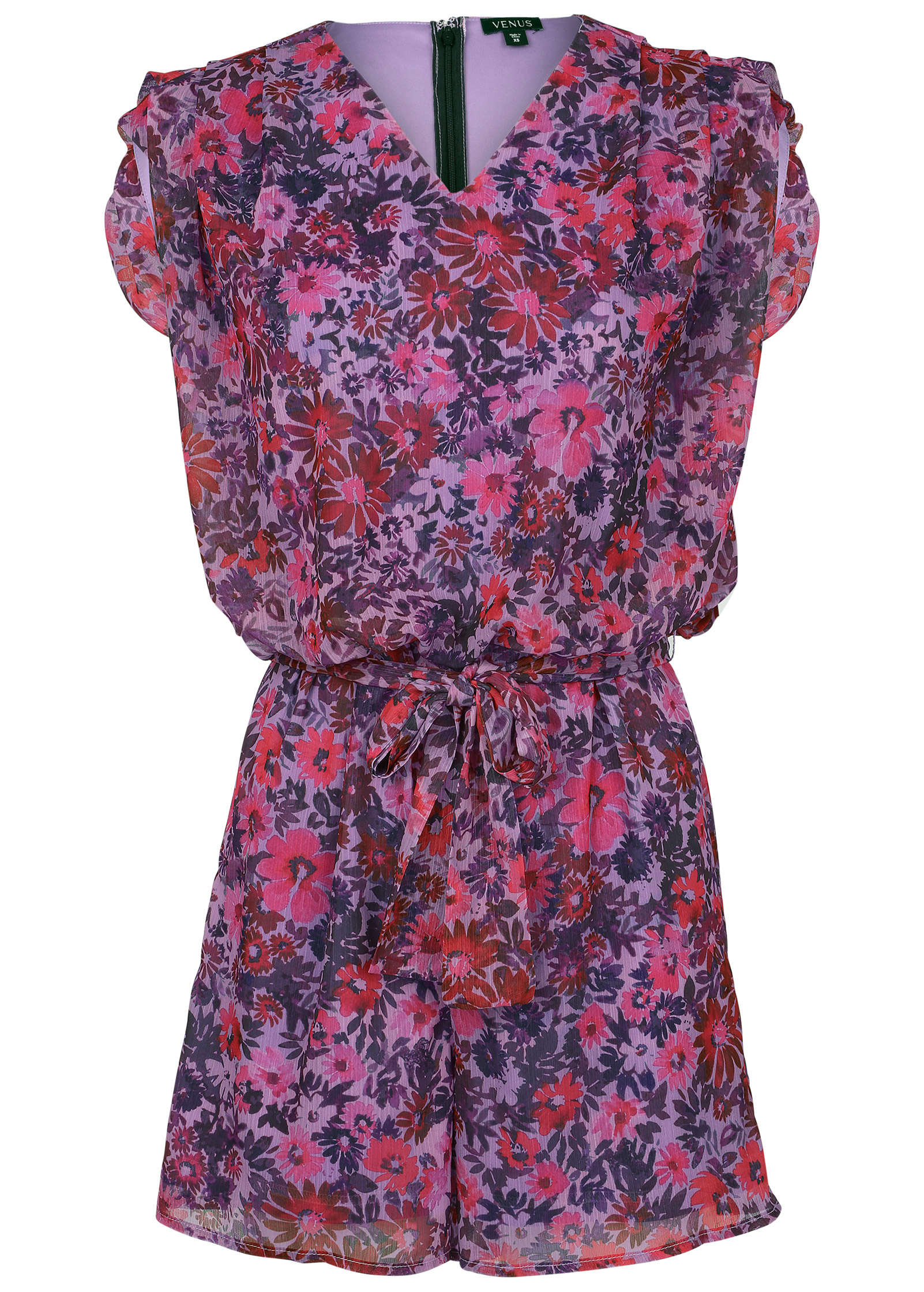 Sleeveless Romper Ditsy Pink Purple