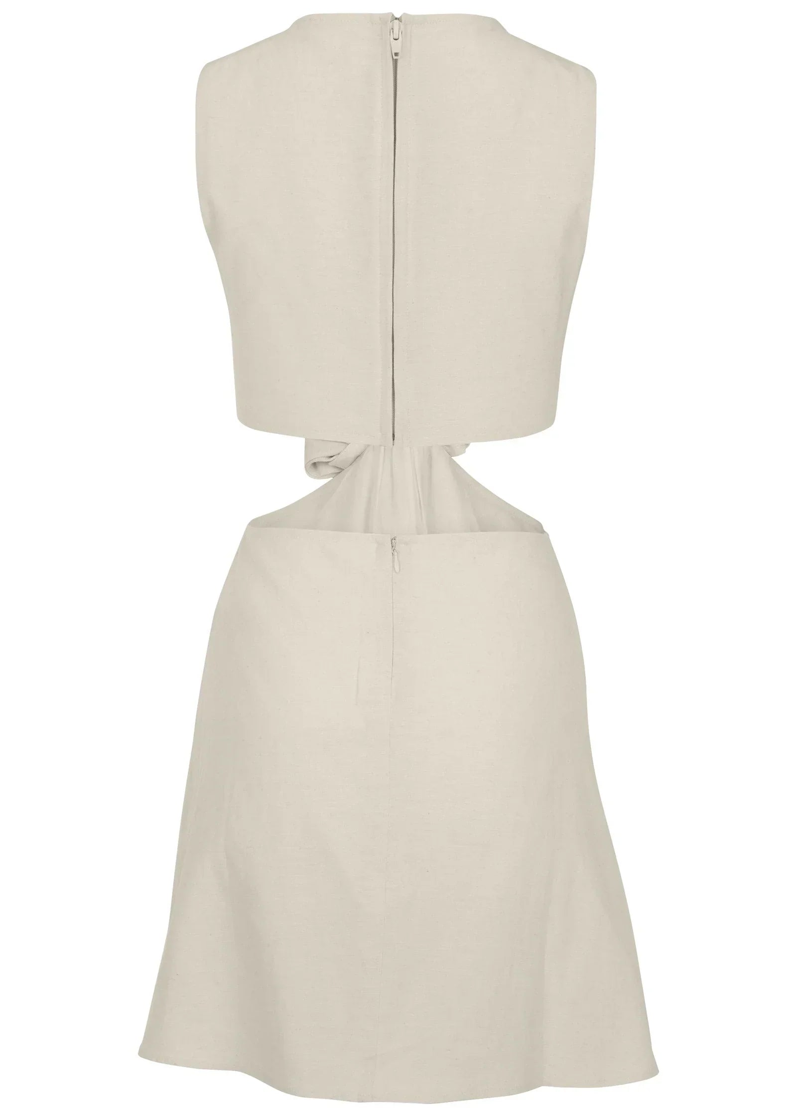 Linen Cutout Mini Dress Cream