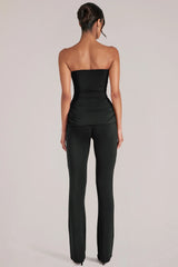 Mid Rise Fitted Trousers in Black