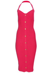 Button Front Halter Midi Azalea