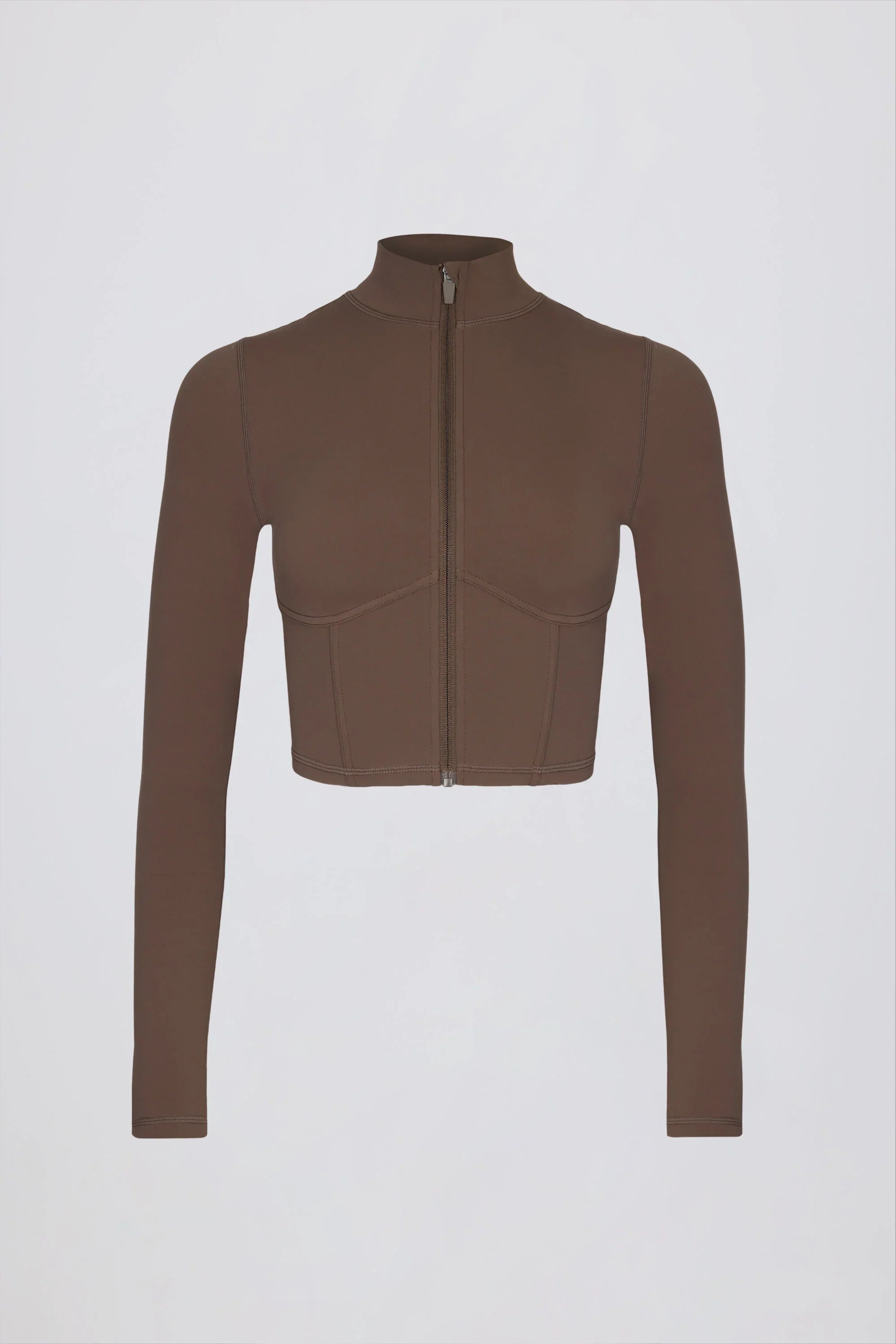 Soft Active Zip Up Cropped Jacket in Cocoa