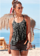 Back Detail Printed Tank White Black