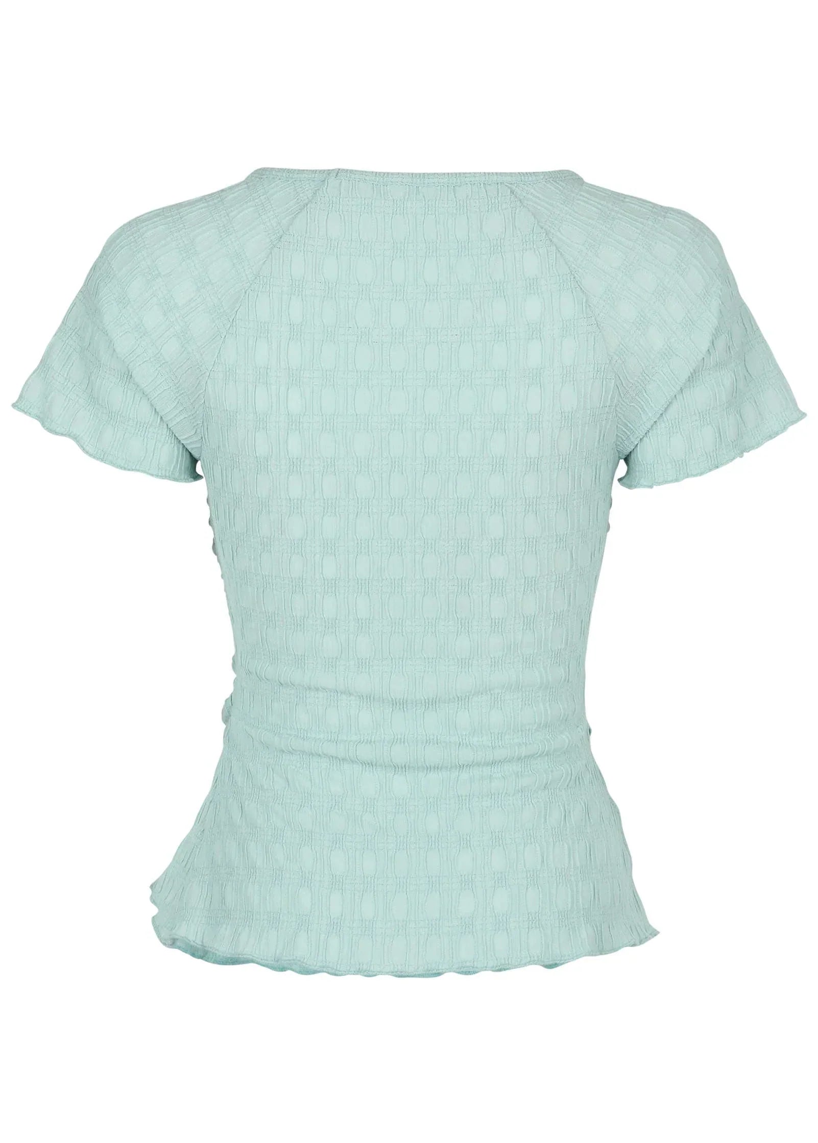 Bubbly Knit Wrap Top Dusty Mint