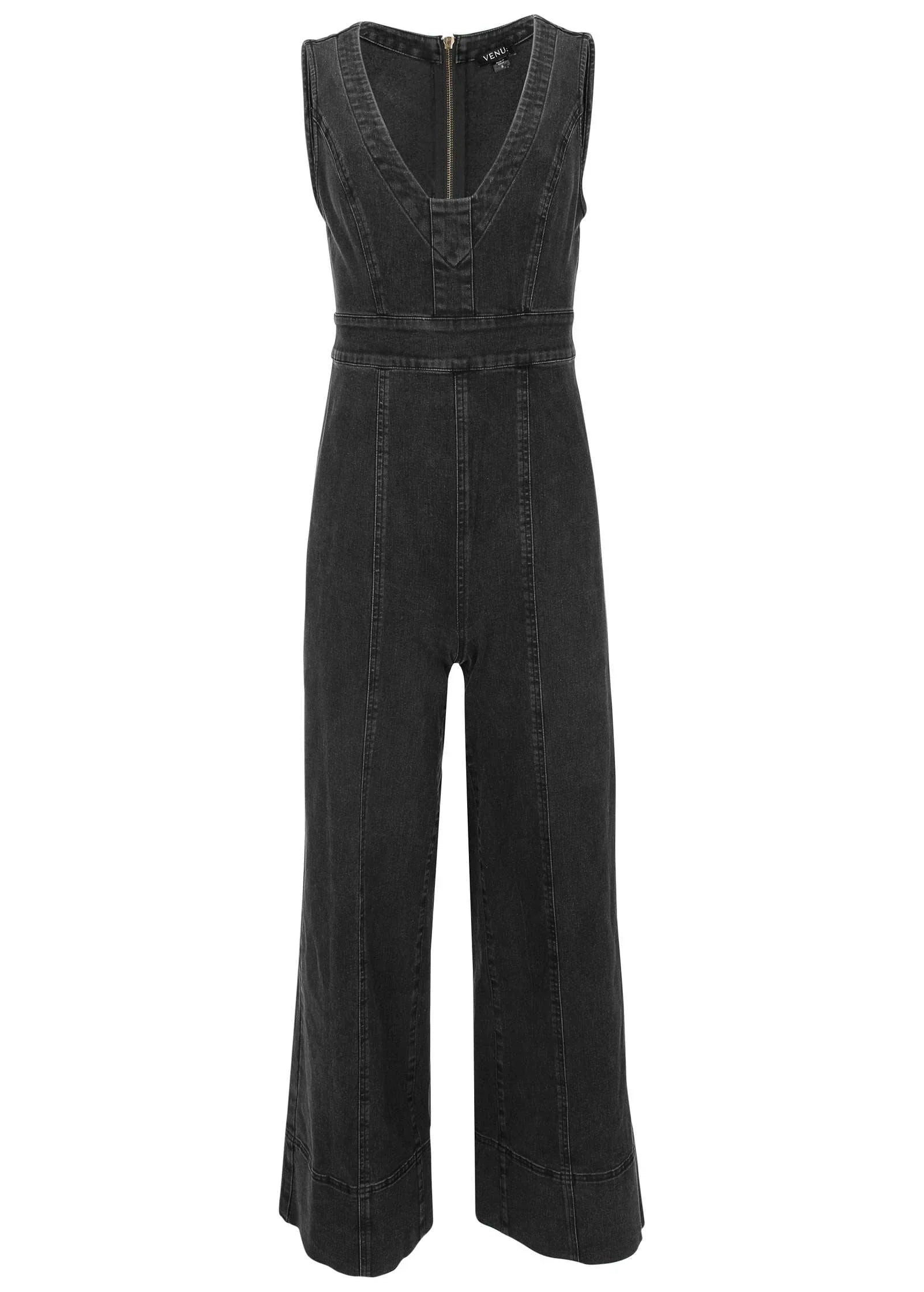 Stretch Denim Jumpsuit Black Wash