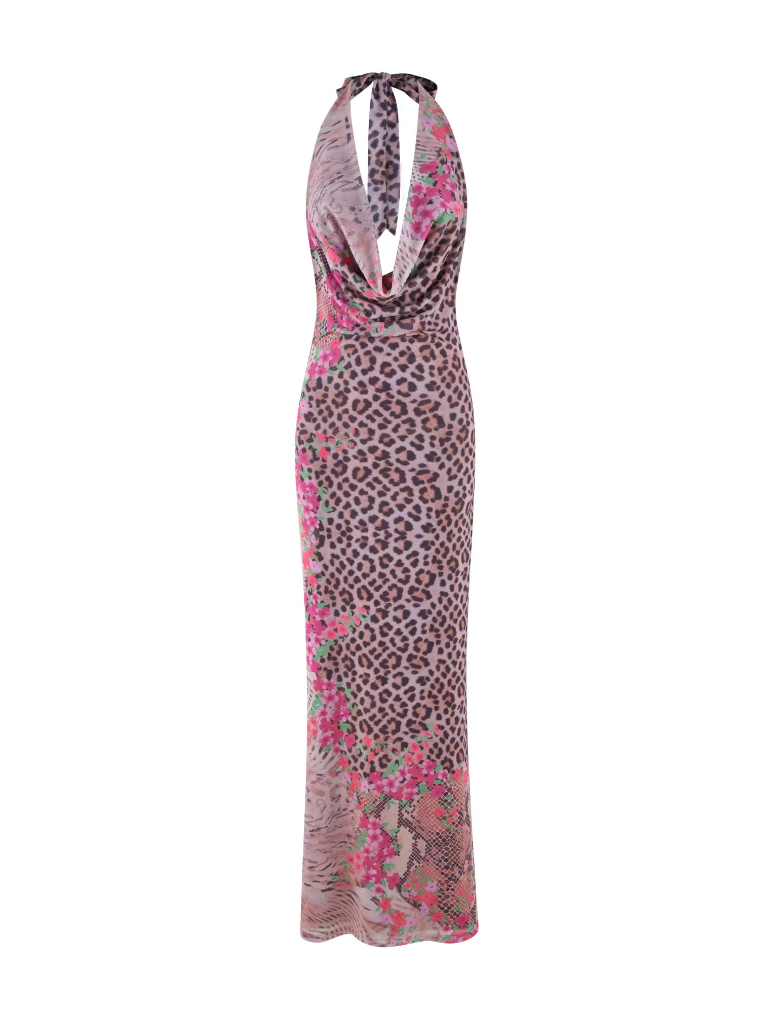 CATALINA MAXI DRESS NEUTRAL ANIMAL ANIMAL FLORAL BORDER