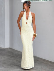 MAVEN LACE MAXI DRESS PASTEL YELLOW