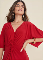 Twist Front Maxi Dress Red