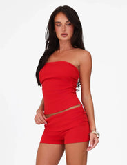 HARRIETT RIB TUBE TOP RED