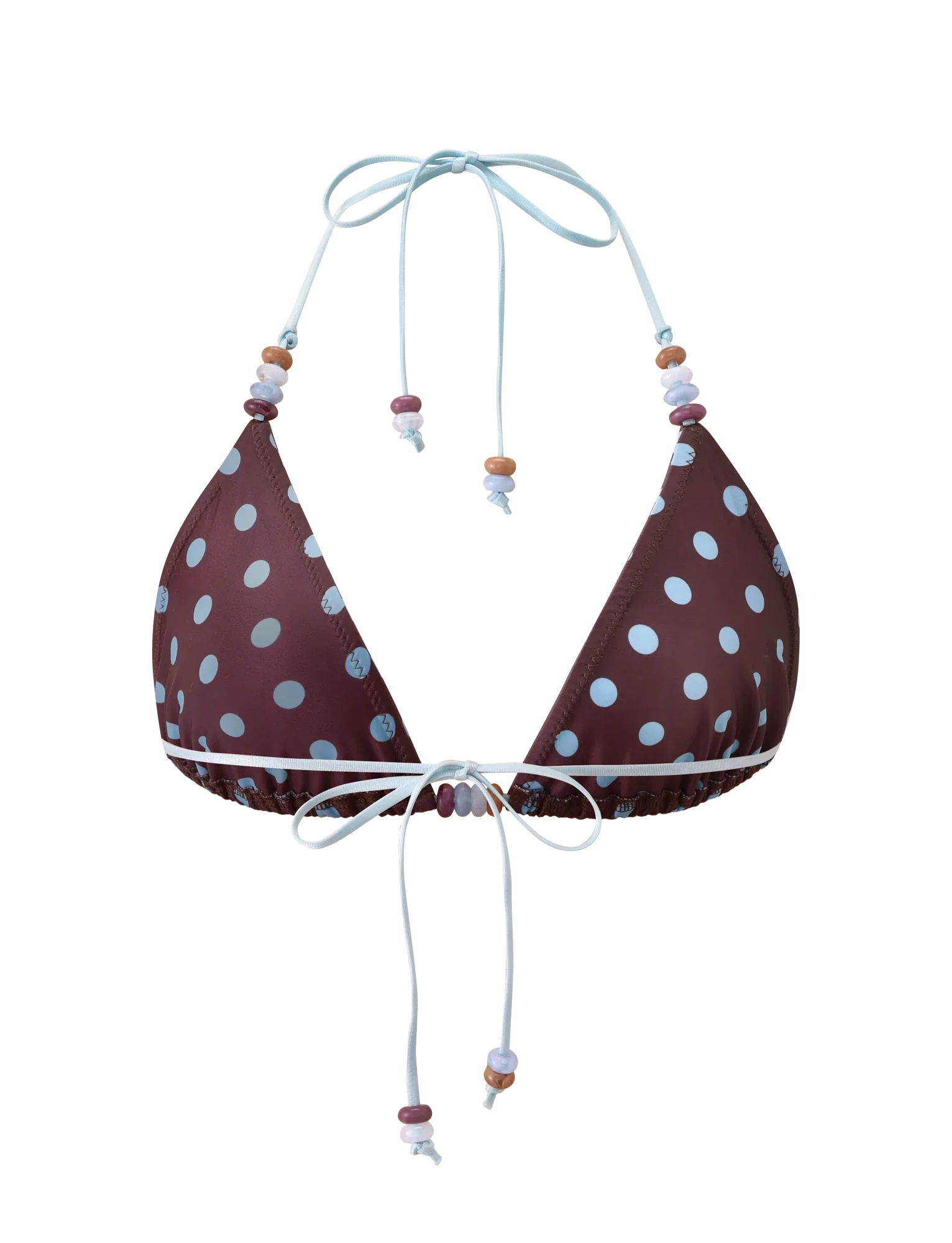 FINLEA BIKINI TOP BROWN AND BLUE POLKA DOT