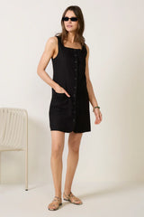 Posh Button Linen Dress
