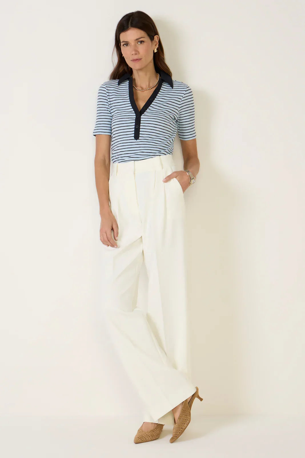Catie Ribbed Polo Top
