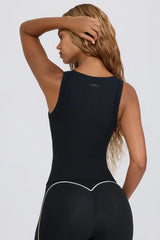 Soft Active V Neck Tank Top in Black