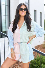 Marlow Multi Stripe Button Up Top
