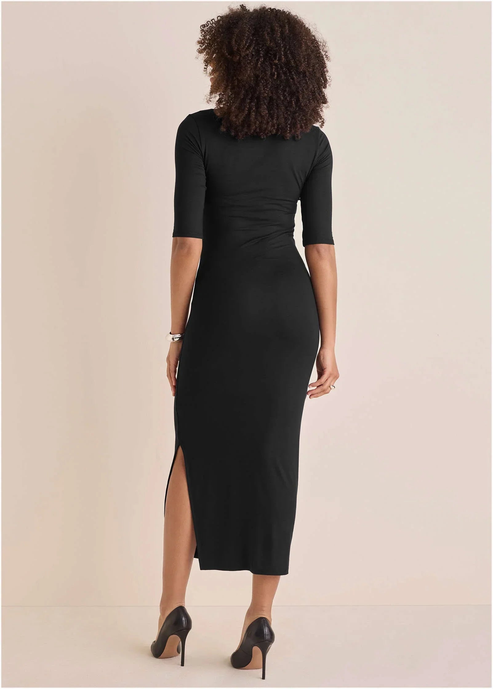 Front Cut Out Maxi Dress Jet Black