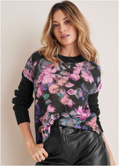 Crewneck Printed Sweater Electric Bouquet
