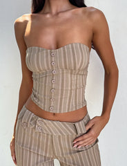 KITTIE STRAPLESS CORSET TAUPE STRIPE