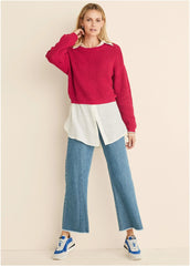 Slub Crew Sweater Red
