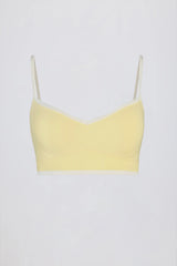 Soft Active Sweetheart Neck Contrast Sports Bra in Lemon