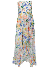 Strapless Ruffle Maxi Field Of Flowers