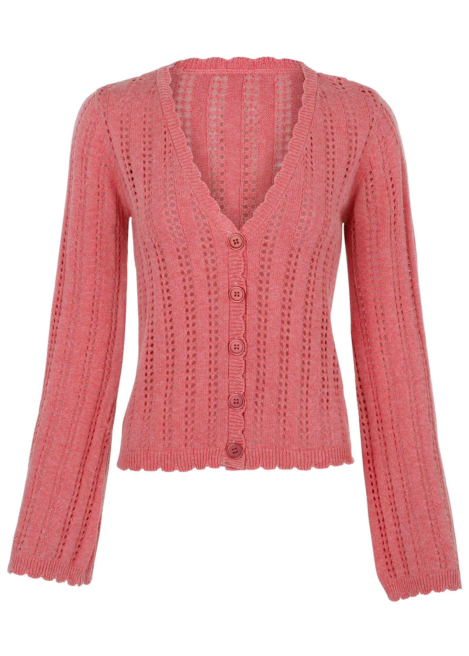 Pointelle Bell Cardigan Paradise Pink