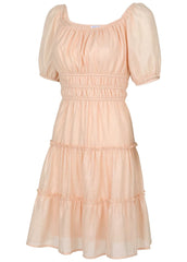 Tiered A Line Dress Pink