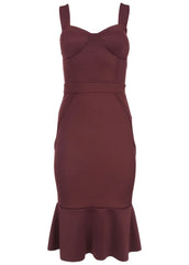 Ruffle Trim Midi Dress Wine