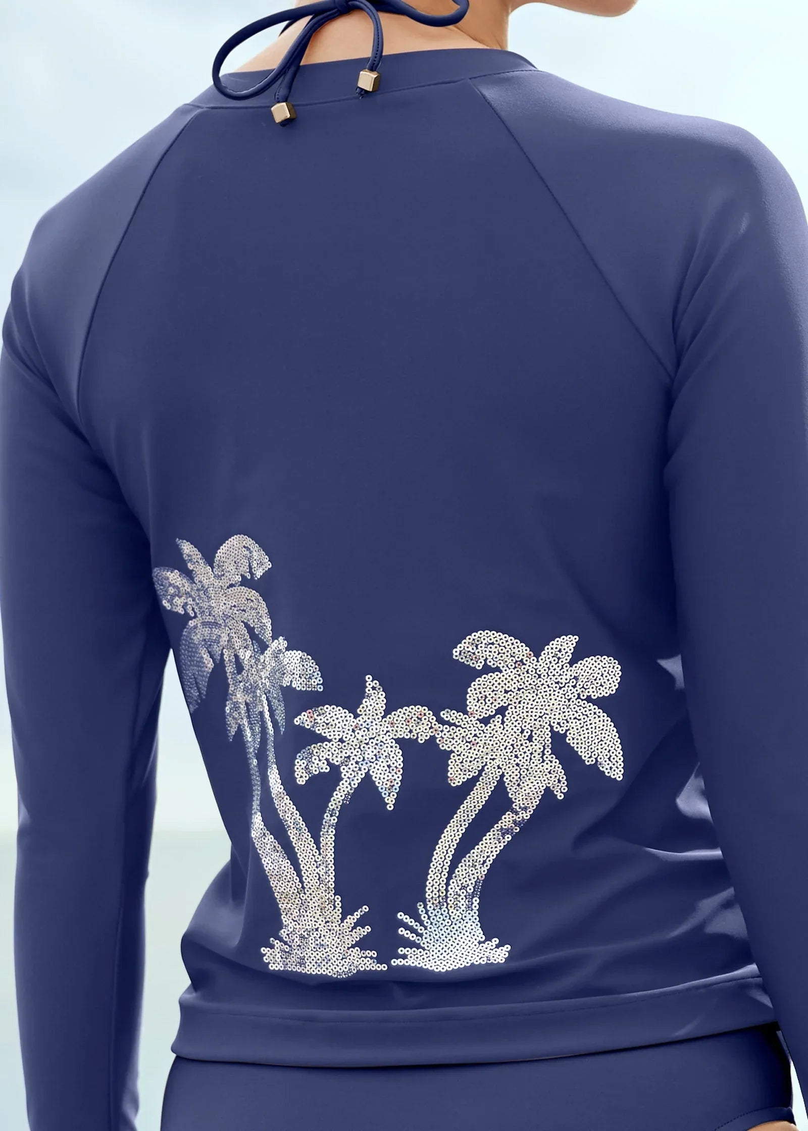 Sequin Zip Rash Guard Ultramarine Blue