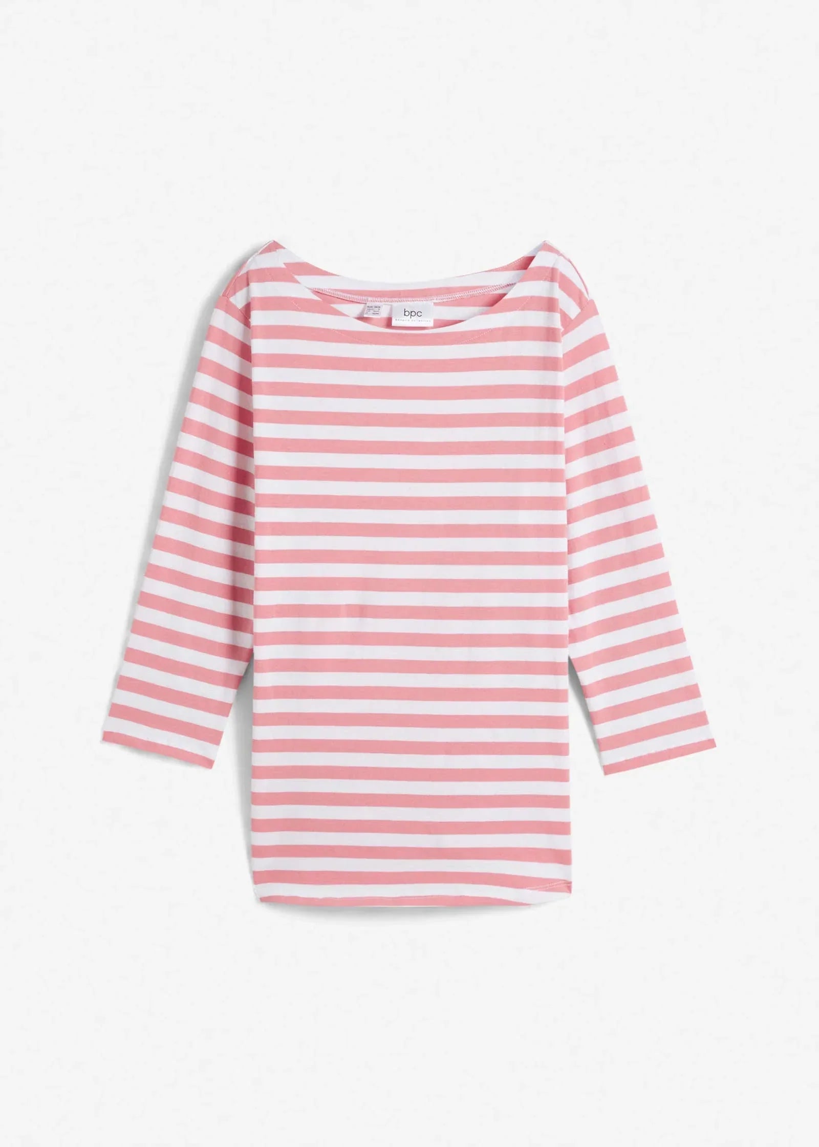 Boat Neck Striped Top Pale Pink White