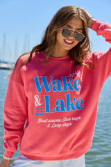 Wake Lake Light Red Graphic Sweatshirt