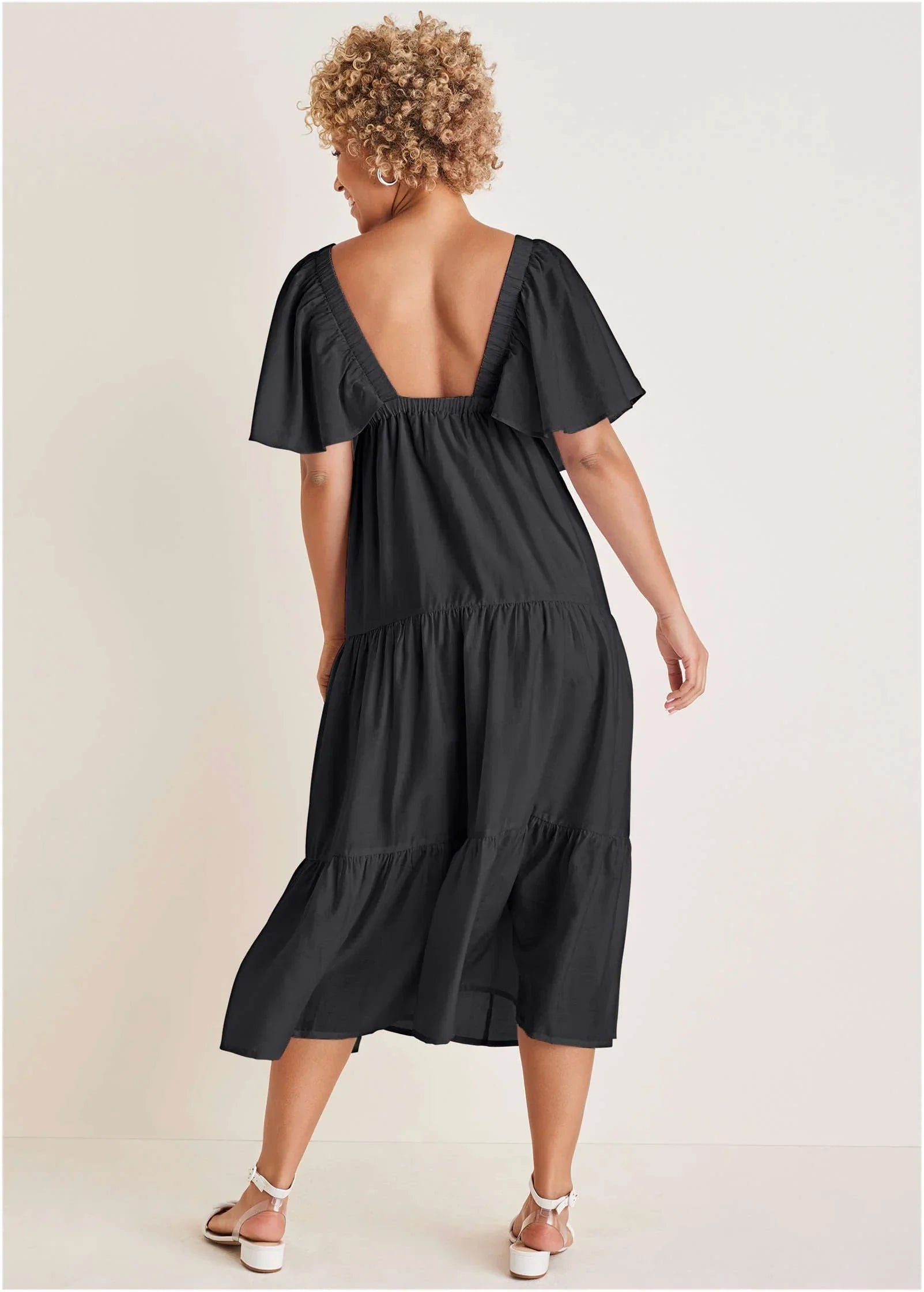 Crinkle Midi Dress Black