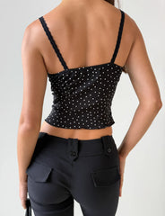 BAILEE CAMI TOP BLACK POLKA