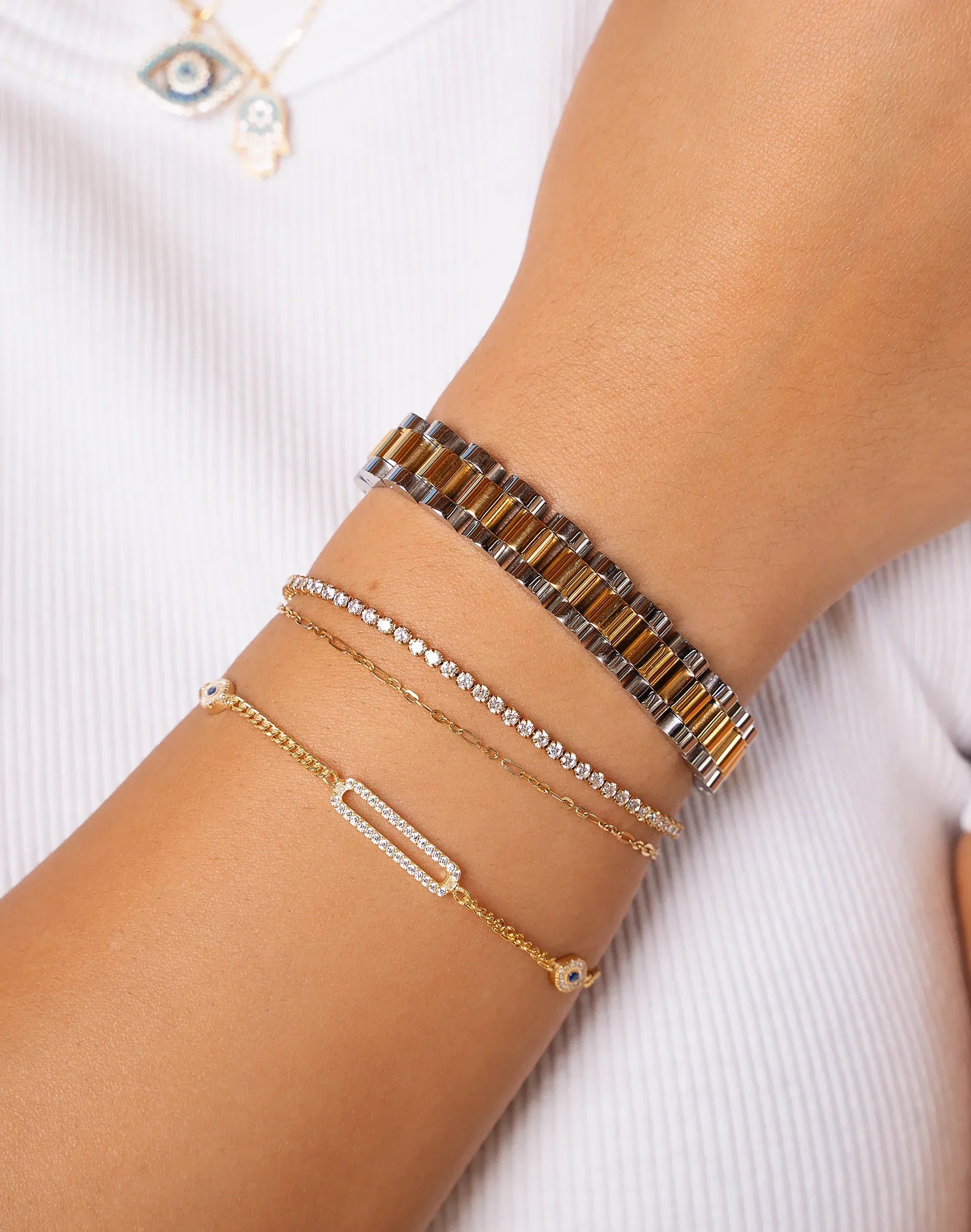 Vega Silver and Gold Band Bracelet