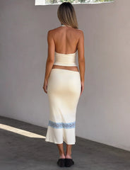 CALINA PLUNGE LACE TOP CREAM