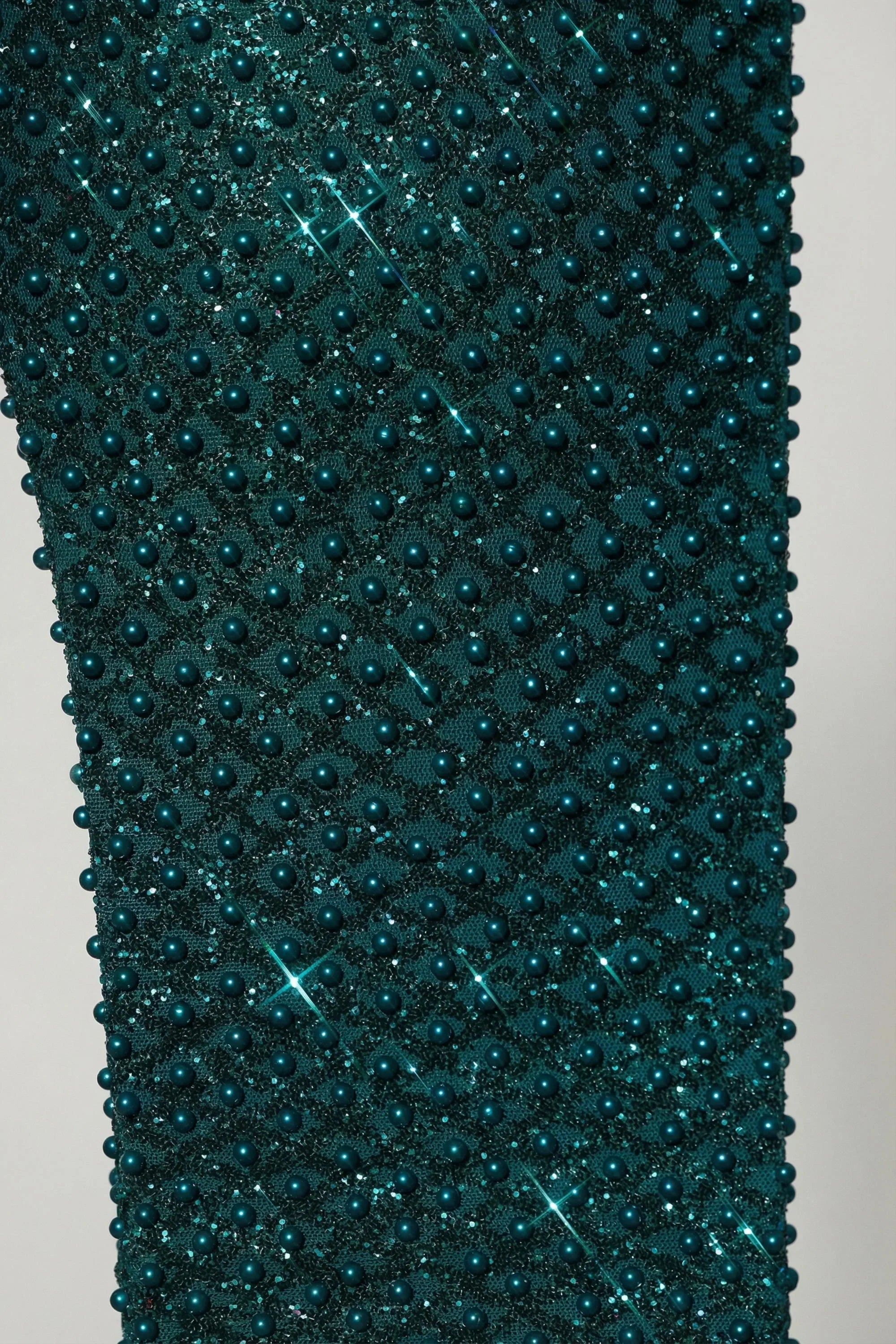 Embellished Cowl Neck Mini Dress in Teal Green